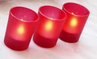 Red Frosted Glass Tea Light Candle Holder - Small
